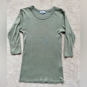 Michael Stars 3/4 Sleeve Dot Tee - Olive Green